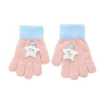6 13years old kids cute cartoon gloves winter thick knit mittens children finger warm gloves