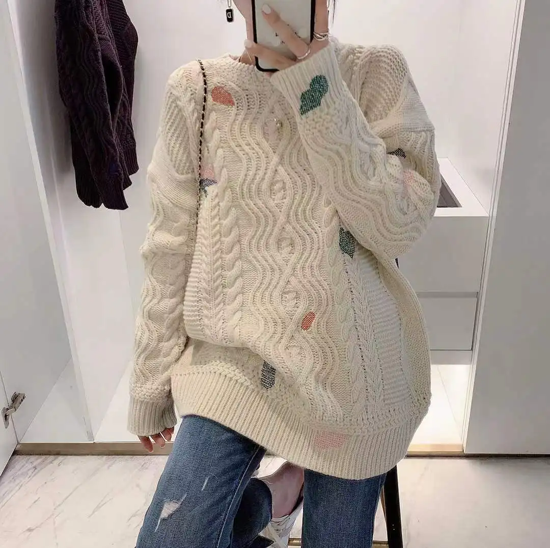ADER ERROR autumn and winter new twist embroidery sweater women high-quality 1:1 Wool knitted long-sleeved top unisex pullover