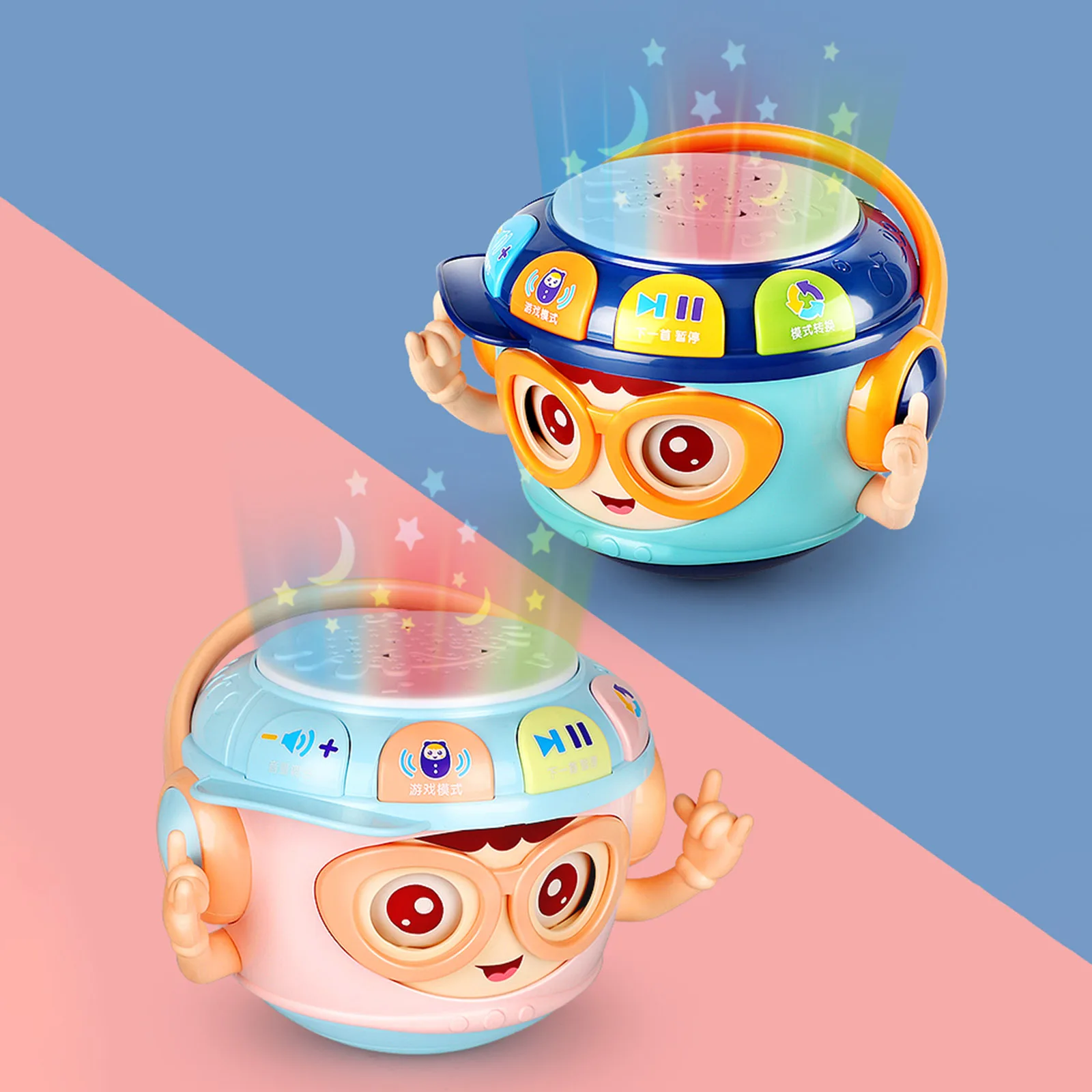 

Детские погремушки погремушка для кровати со светодиодной подсветкой музыкальный ручной барабан Ранние развивающие игрушки для детей раз...