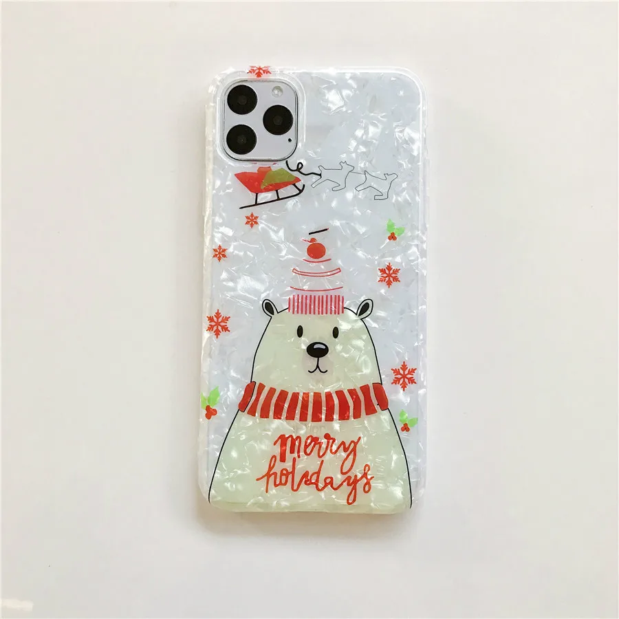 

Christmas Glitter Dream Shell Phone Case For iPhone 11 12 11Pro Max XR XS Max 6 7 8 Plus X 11 Stand Holder Merry Christmas Cover
