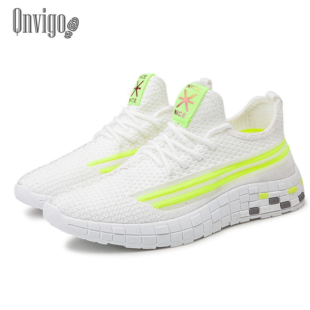 Qnvigo кроссовки летние сетчатые мужские повседневные Черные обувь с клиновидной