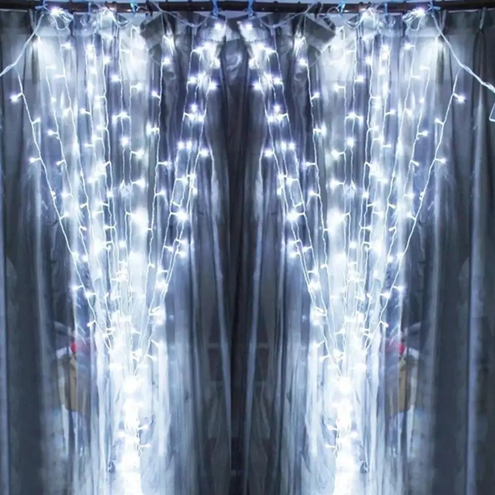 Christmas Garland LED Curtain Icicle String Light 220V 3*1m 120Leds Indoor Drop Party Garden Stage Outdoor Decorative | Лампы и