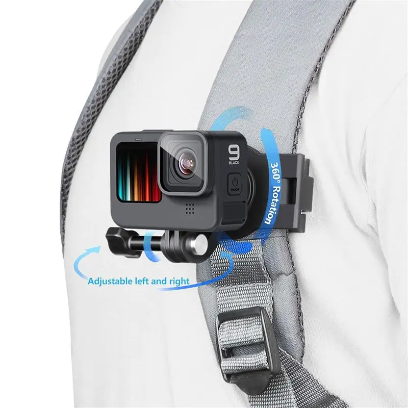 backpack shoulder strap mount holder compatible for gopro hero 10 360 rotation clip sport camera holder accessoreis free global shipping
