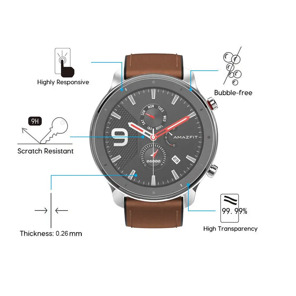 Новая закаленная пленка для часов Huami Amazfit GTR прозрачная защитная экрана 42/47