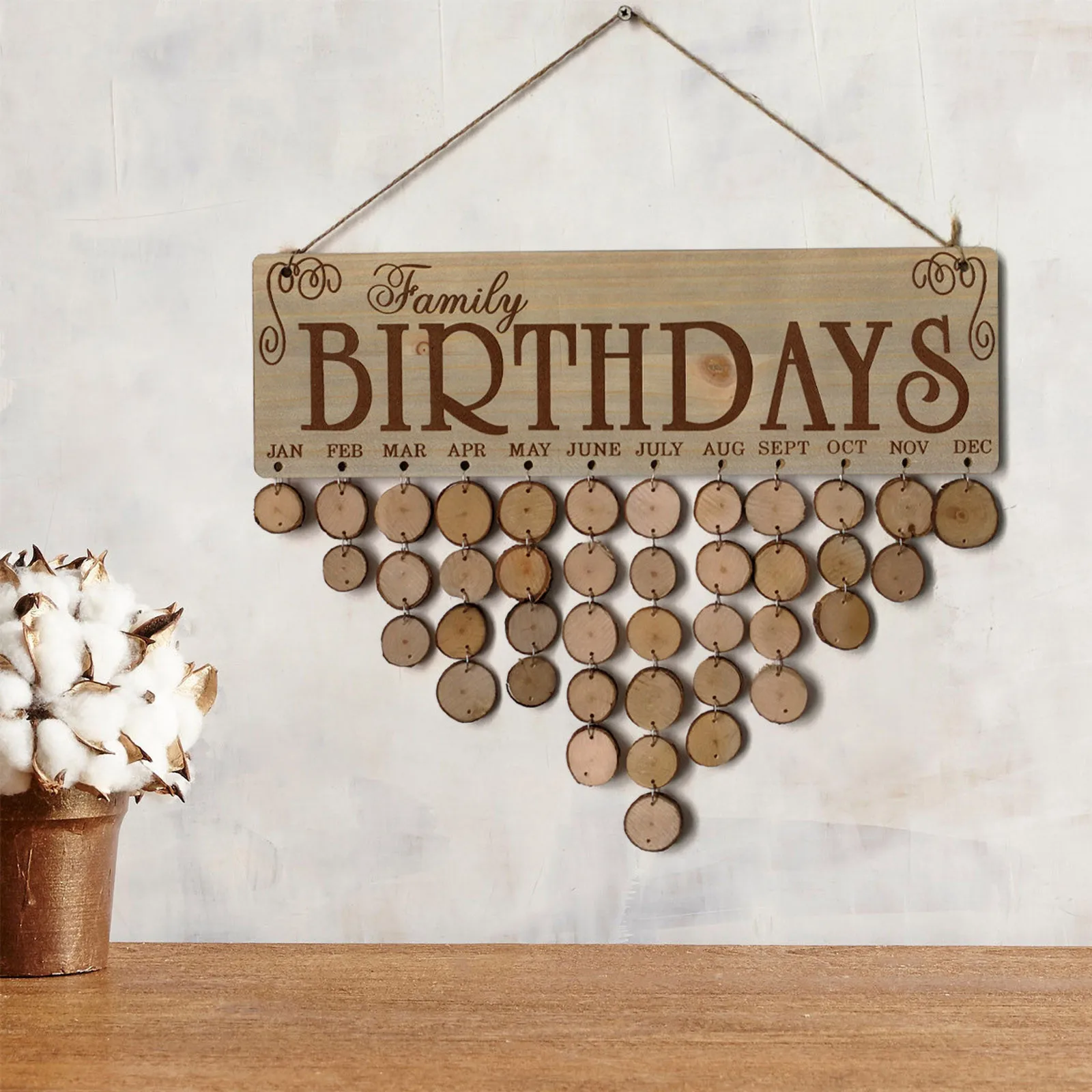 

Wooden Holiday Wall Family Plaque Birthday Reminder Calendar Calendar DIY Home Decor