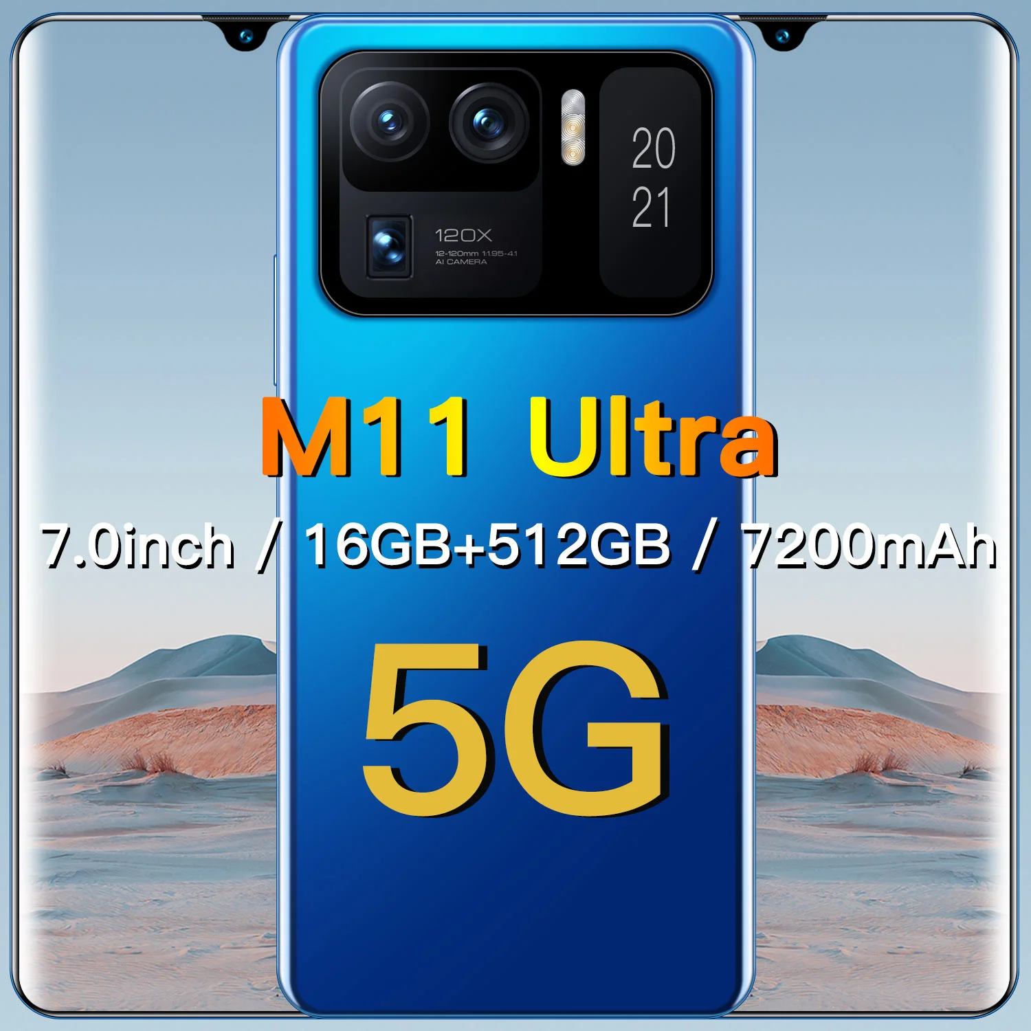 

XIAOM11 Ultra 7.0 Inch 1440*3200 7200mAh Face ID Andriod 11 Mobile Phone MT6893 Deca Core 16GB+512GB 32MP+64MP Smartphones