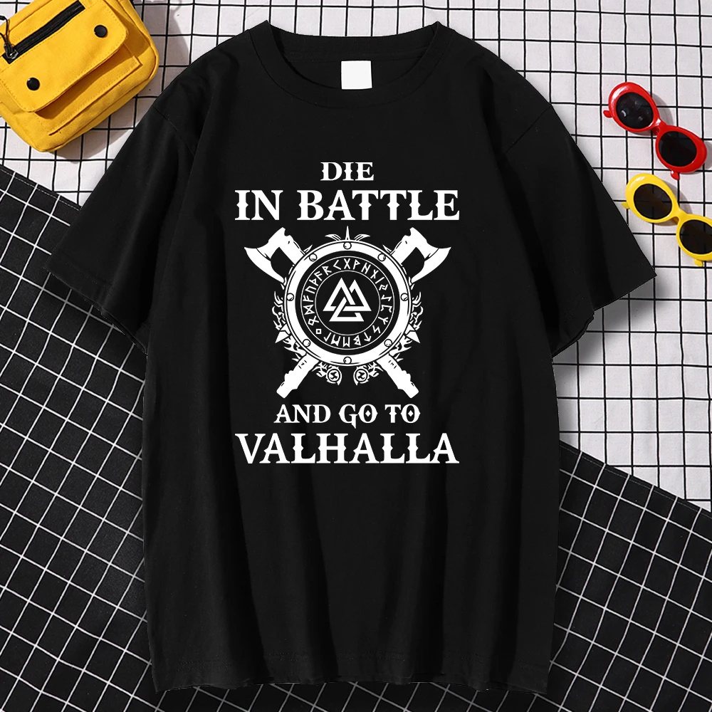 

Футболка мужская летняя с принтом «Die In Battle And Go To Valhalla»
