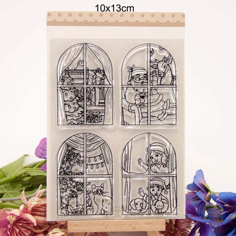 Рождественские прозрачные штампы для окон новинка 2019 скрапбукинг резиновые