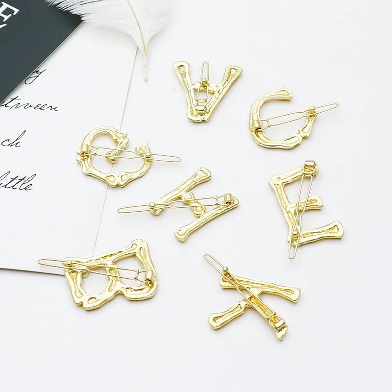 Женские заколки для волос с 26 буквами золотые аксессуары | Украшения и