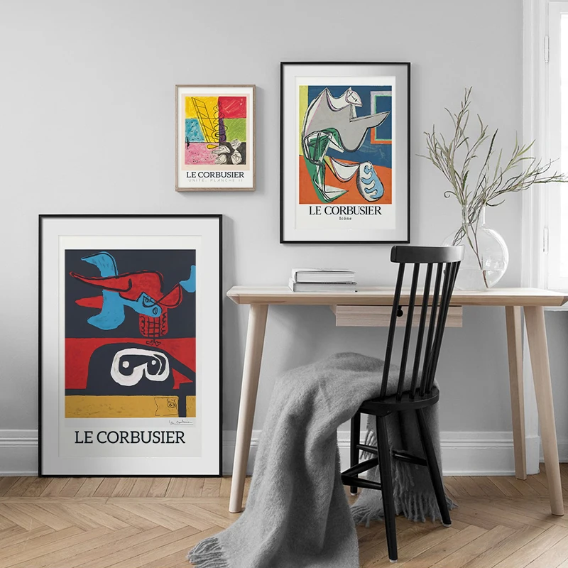 

Vintage Abstract Print French Le Corbusier Exhibition Poster Wall Art Canvas Painting Picture Modern Home Decor for Living Room