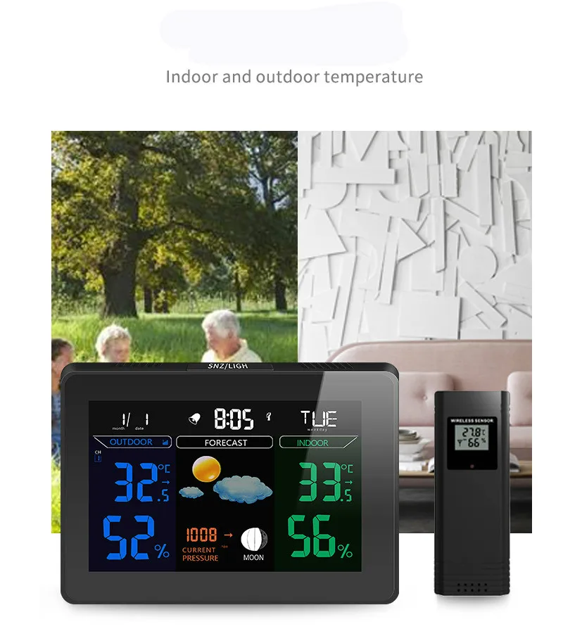 Комнатный наружный температурный монитор цифровая метеостанция DCF77 RCC термометр