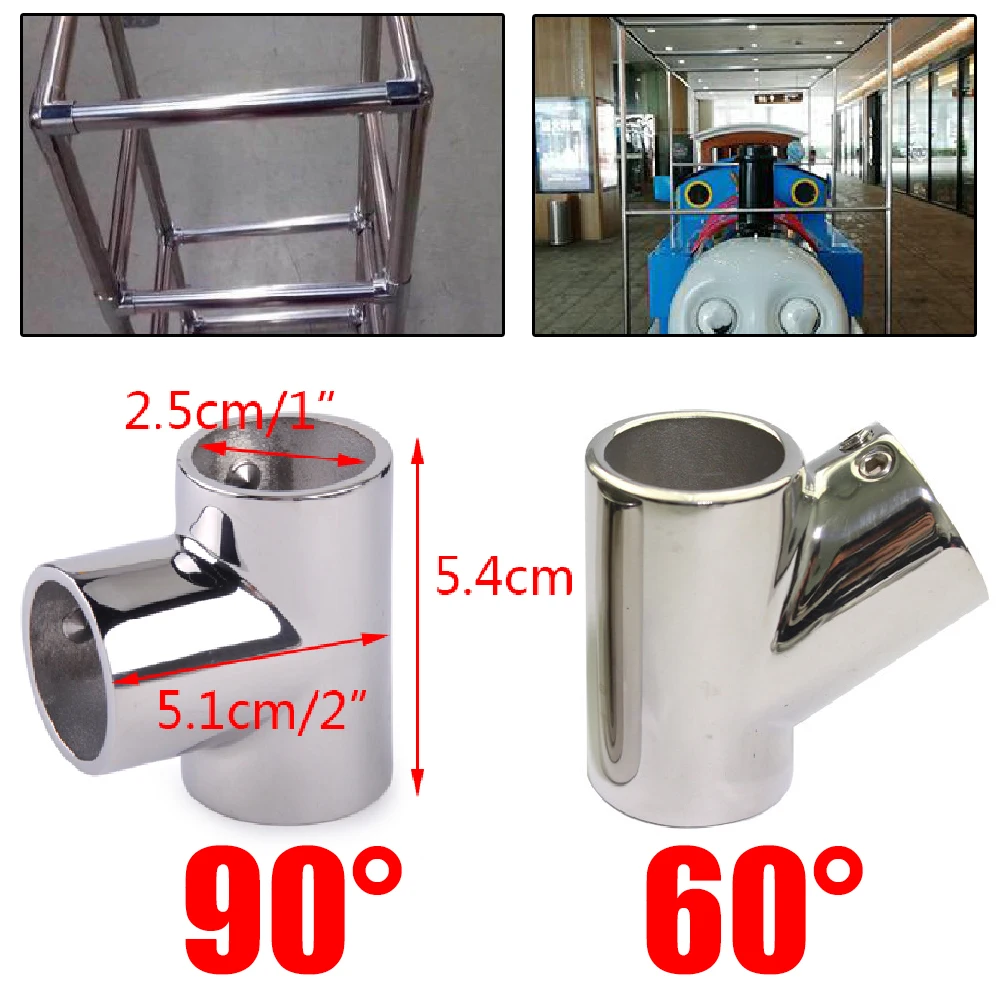 

JEAZEA Rail Fitting 3 Way 90 Degree Tee 25mm 1" Tube Stainless Steel Hardware for Boat Marine Bimini Top Yacht Sailboat Vessel