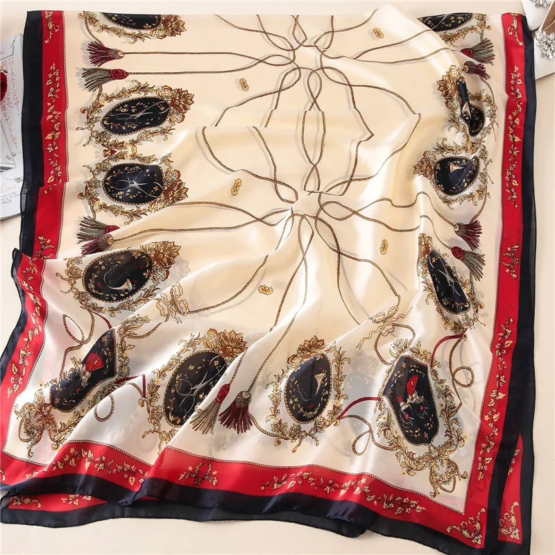 Женский шелковый шарф с принтом элегантная шаль для ношения осенью и зимой