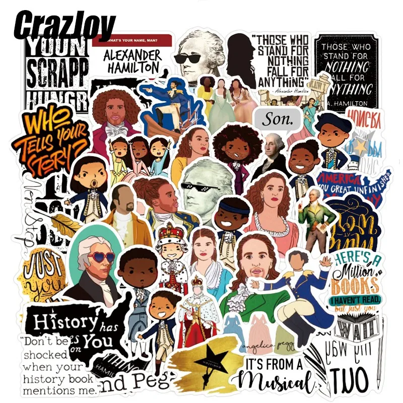 

50pcs Classic Graffiti Stickers Anime Musical Hamilton Stickers Laptop Motorcycle Luggage Guitar Waterproof Decal Cool Sticker