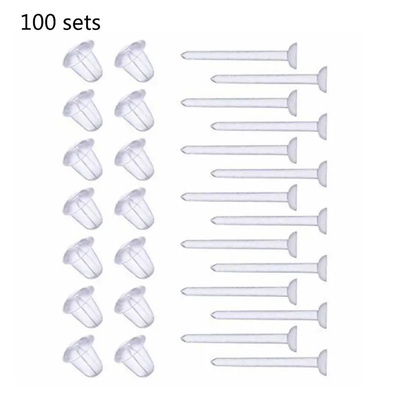 

100 шт./набор, гипоаллергенные простые пластиковые серьги, шпильки для ушей, игла и полимерная серьга, аксессуары для ушей