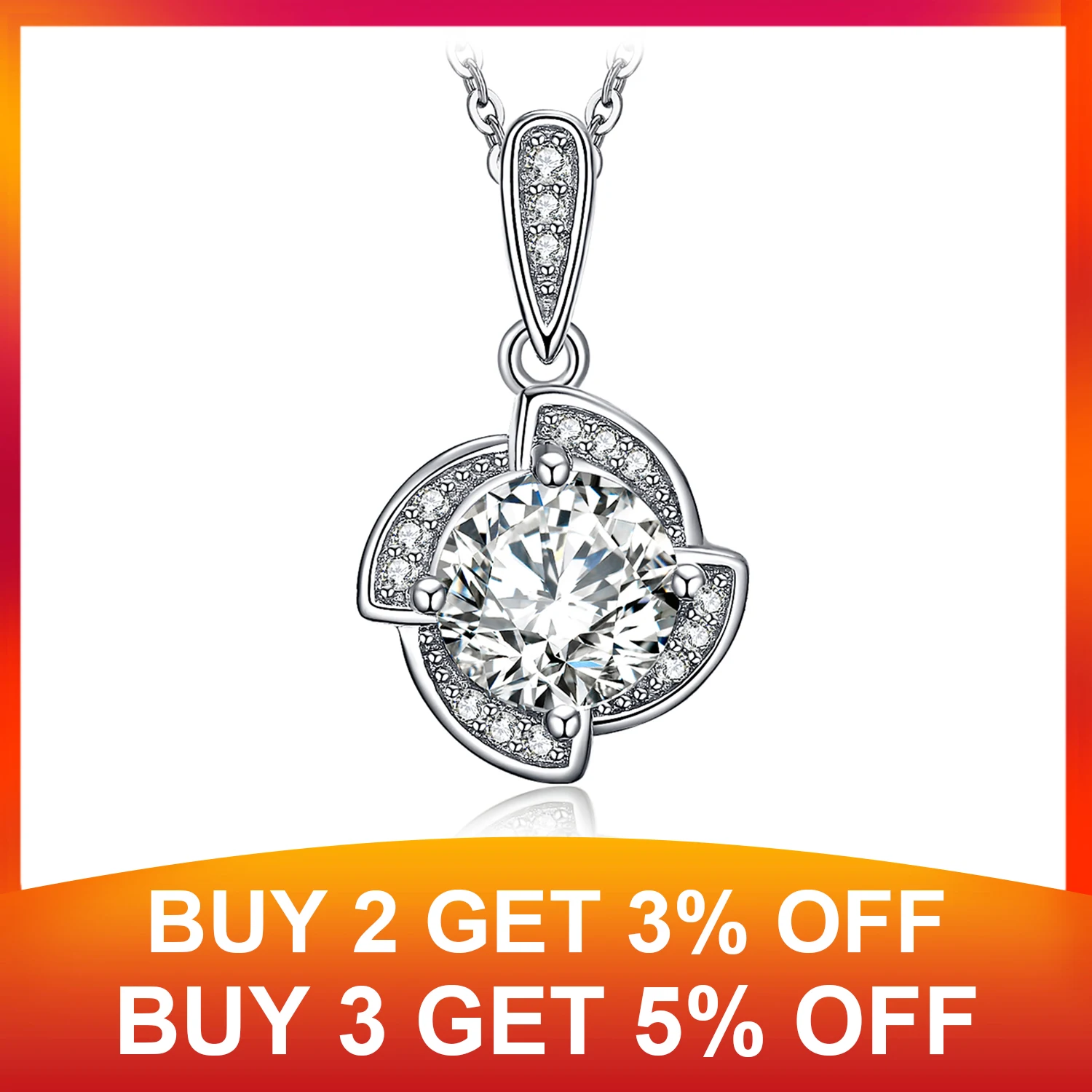 Ювелирные изделия цветок ветряная мельница 2.3ct кубический цирконий кулон 925