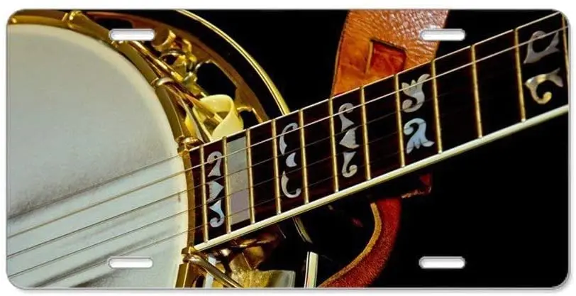 Metal License Plate Tin Sign 6x12 Inch-Banjo Suitable for car, Garage, Club, Home Decoration.