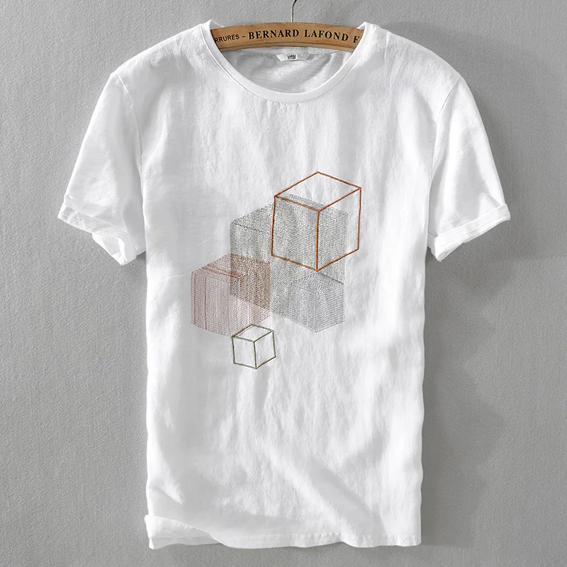 

Men's short-sleeved t-shirt men's embroidered pattern half-sleeved t-shirt