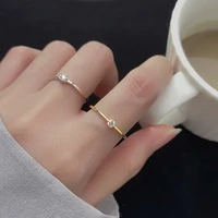 s925 silver ring simple temperament fine single diamond tail rings japanese light luxury ins flash diamond student gold ring