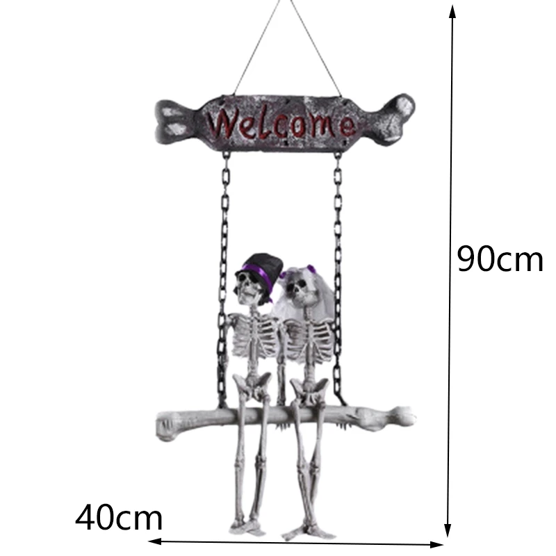 Хэллоуин ужас висит призрак Невеста и жених череп дом Дверной Кулон вечерние