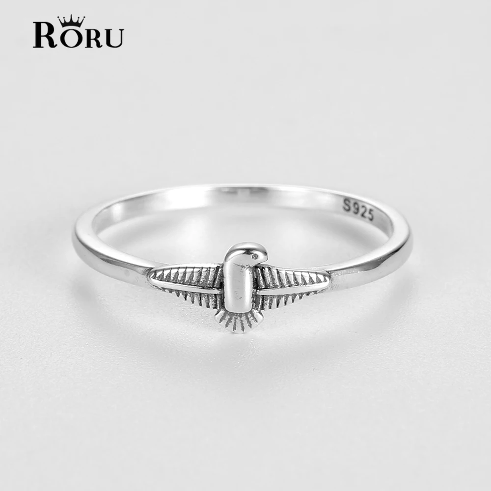 

RORU Genuine S925 Sterling Silver Bird Design Retro Finger Rings for Women Men Party Brithday Fashion Fine Jewelry Gifts 2021