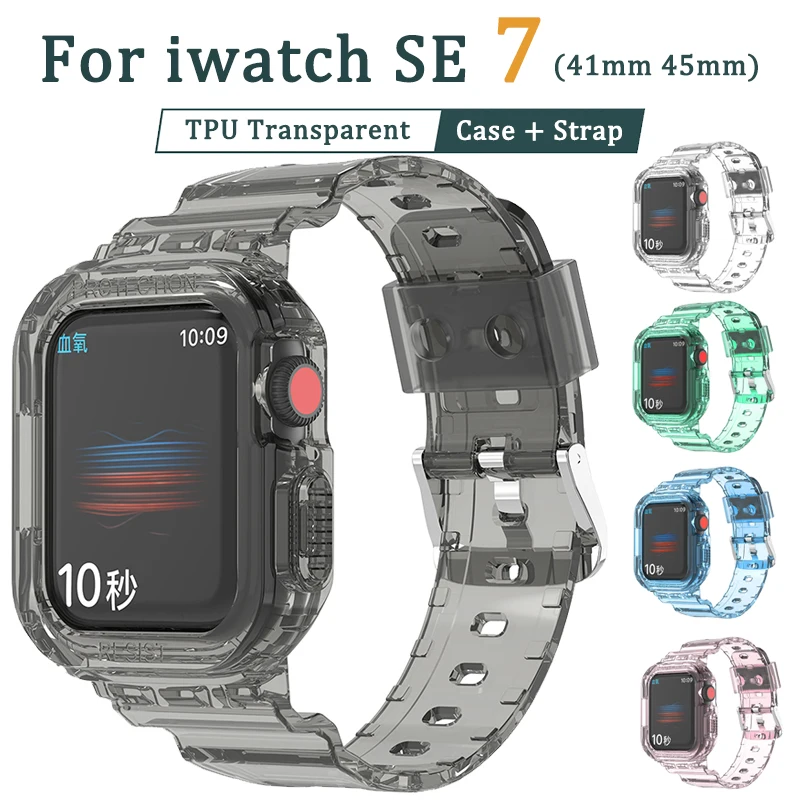 

Ремешок из ТПУ для Apple watch series 7, прозрачный Воздухопроницаемый сменный Браслет для iwatch 7, 41 мм 45 мм