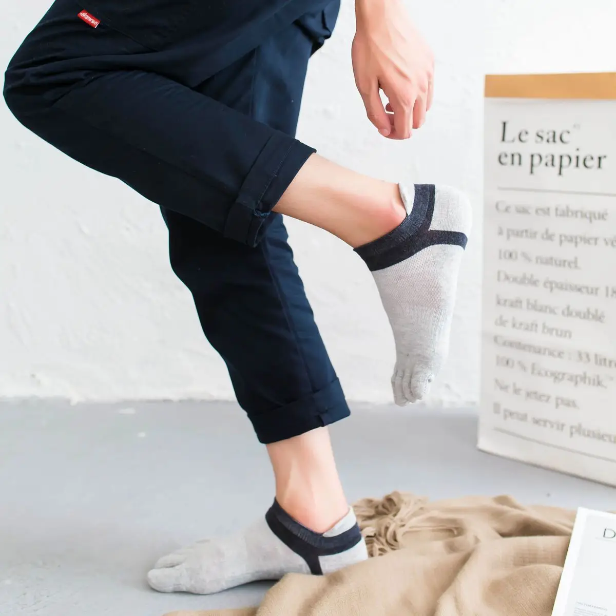 

Anewmorn Fashion Spring Summer Cotton Mesh Man’s Toe Socks Toes Apart Trend Gentleman Short Juraab Sweet Colorful Casual Socken