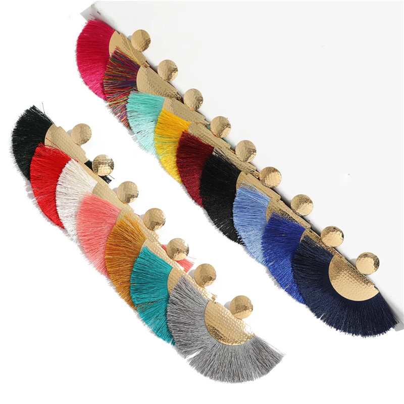 

Female Vintage Big Round Multicolor Tassel Earrings Set for Woman Ethnic Boho Feather Long Drop Brincos Earrings Jewelry