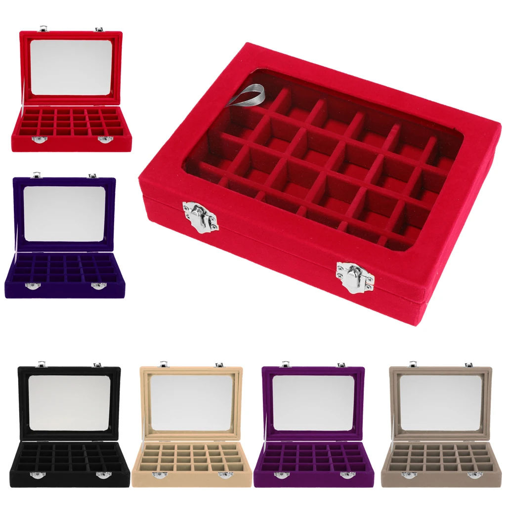 

Compartments Wooden Jewellery Box Earrings Necklace Display Storage Case