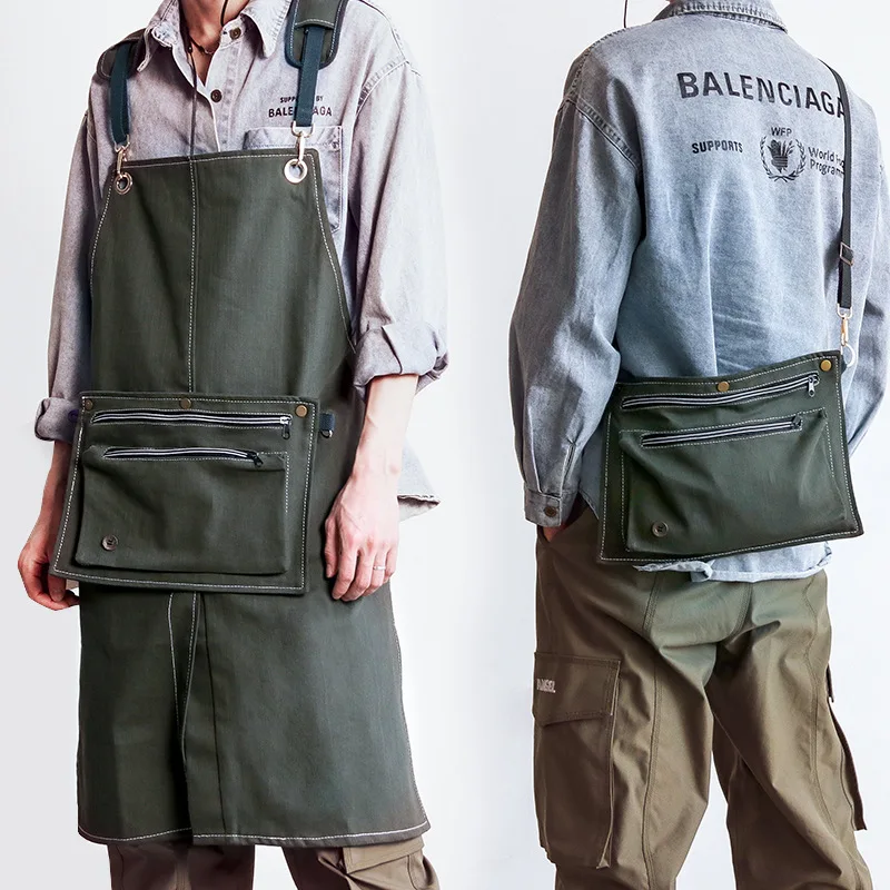 

2021 Unisex Cotton Waterproof Cooking Kitchen Aprons for Woman Man Restaurant Work Hairdresser Bib Sanitary Barbershop Pet Apron