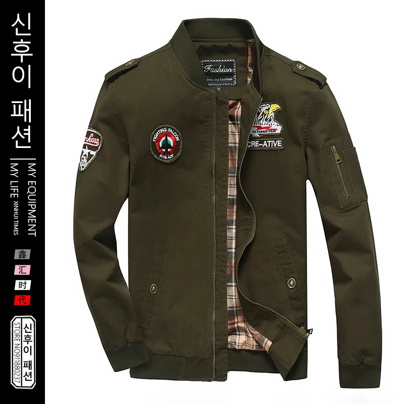 

Jackets Men's Flight Jacket Zipper Plaid Lining Soldier Air Force Pilot Bomber Jacket Coat Male Aviator Military Army Men Jacket