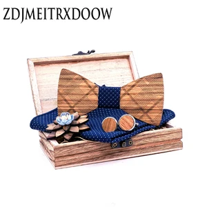 Мужские наборы галстуков, Модный классический деревянный галстук-платок в виде зебры, карманный квадратный галстук, праздничный подарок, галстук-бабочка, женский