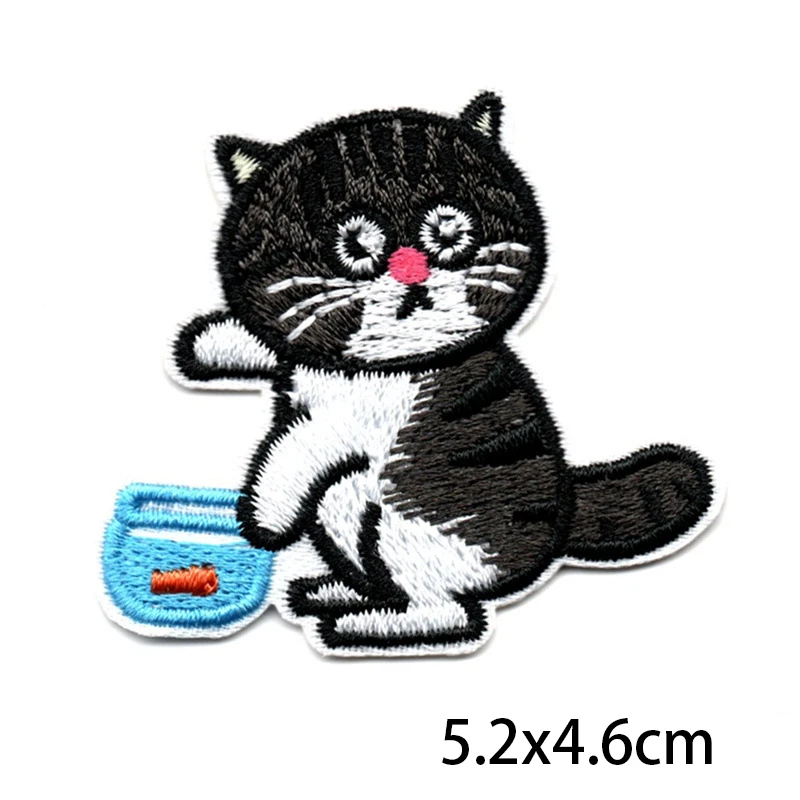 Милые забавные нашивки с котом Высококачественная 3D вышивка нашивка для одежды