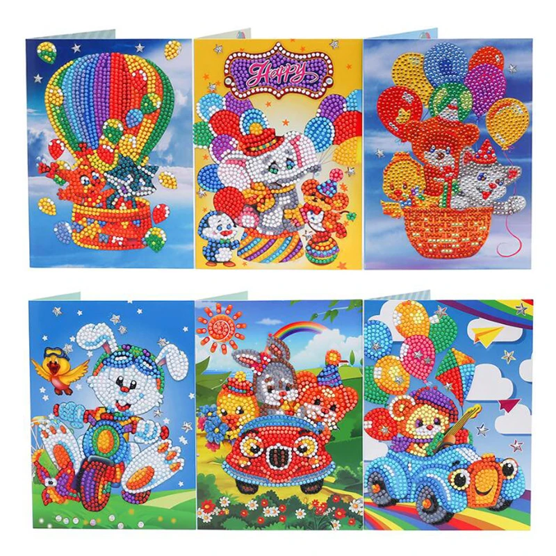 

5D DIY Diamond Painting Cartoon Cards New Arrival Diamond Embroidery Mosaic Art Kits Birthday Greeting Postcards