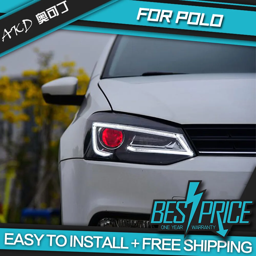 АКД автомобилей Стайлинг фар для VW Polo 2011-2017 фары светодиодный ходовые огни