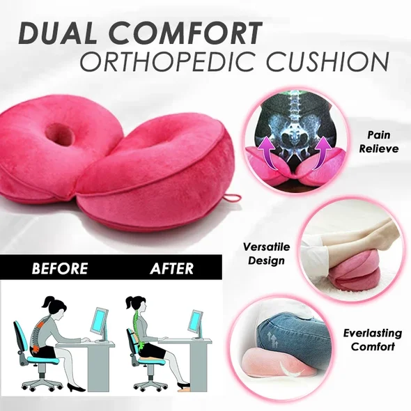 Dropshipping Dual Comfort Orthopedic Cushion Pelvis Pillow Lift Hips Up Seat Cushion Multifunction, for Pressure Relief
