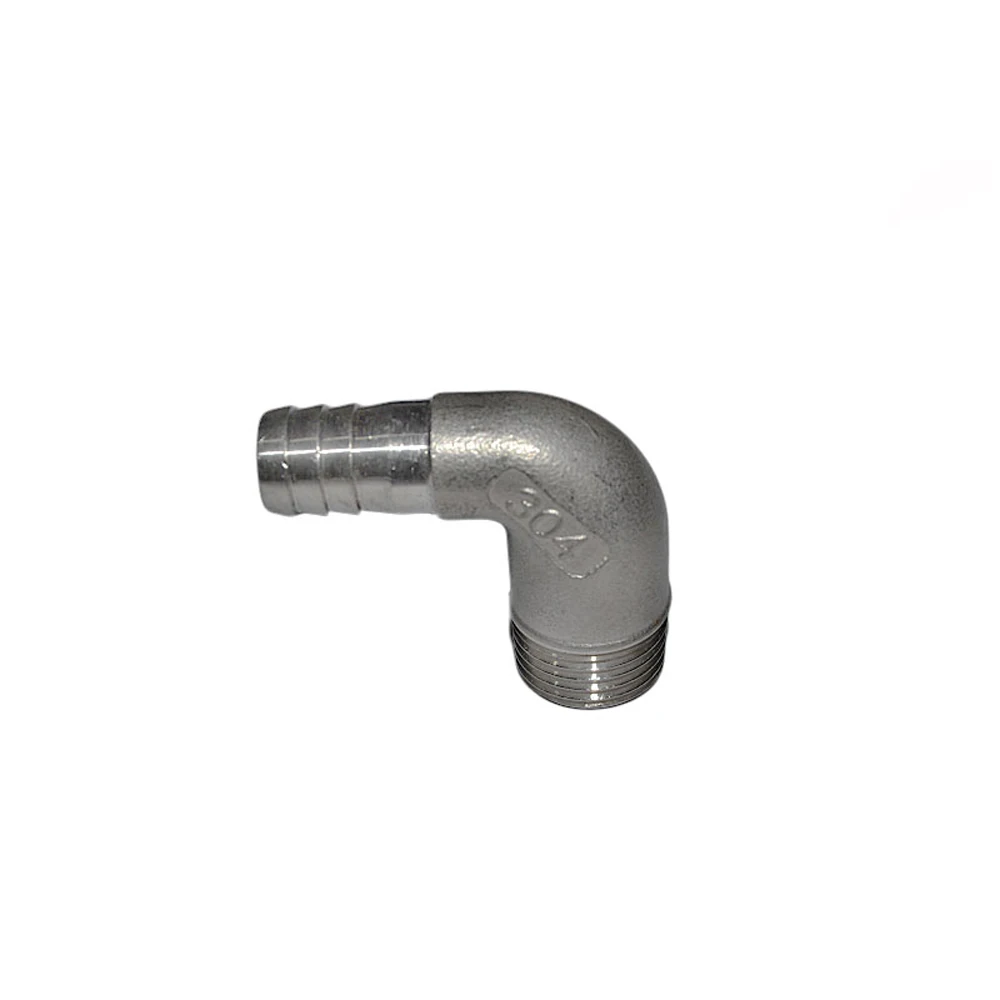 

1/8" 1/4" 3/8" 1/2" 3/4" 1" BSPT Male 6/8/10/12/14/15/16/20/25/32mm Hose Barb Hosetail Elbow 90 Degree Connector 304 Stainless