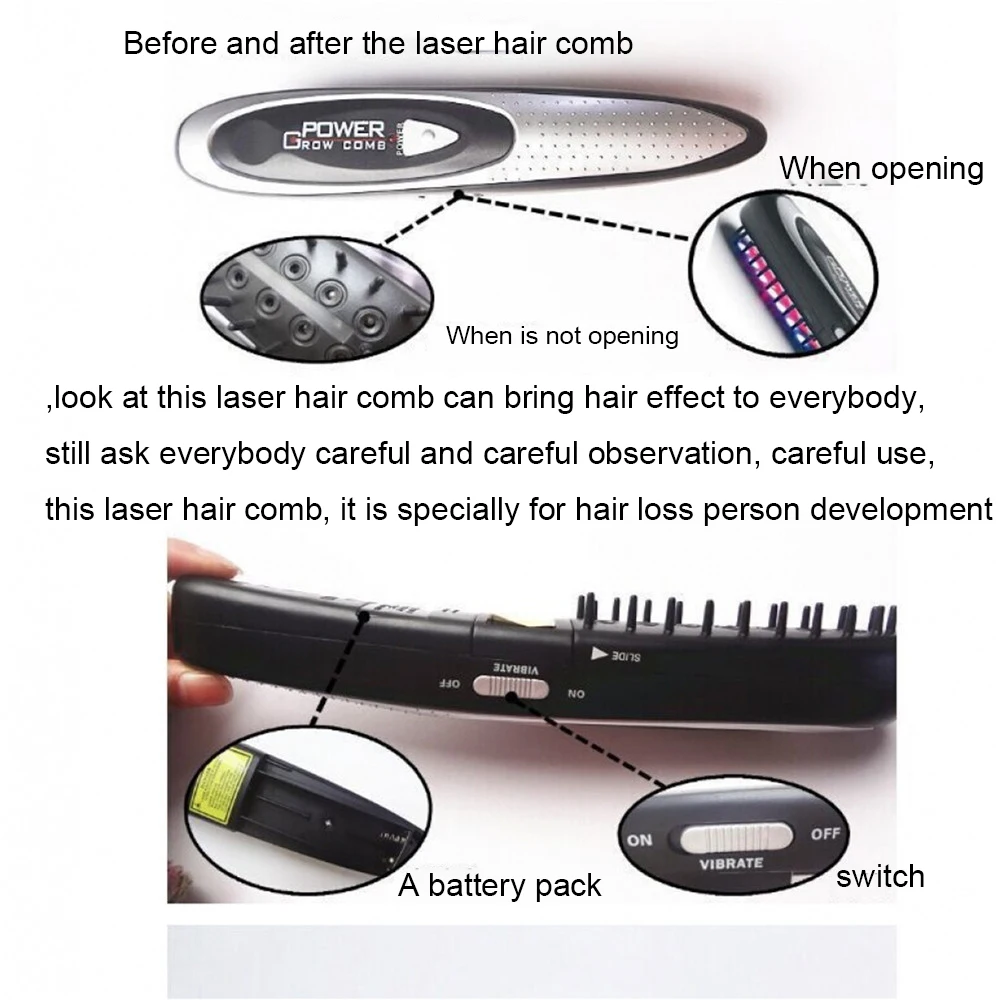 Электрическая лазерная обработка расческа для предотвращения выпадения волос