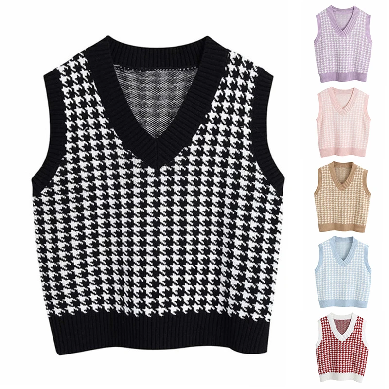 

Women Vest Sweater 2021 Fashion Knitted Sweater Loose Vintage Female Waistcoat Chic Oversize Sweater Tops Women Clothes Outfit