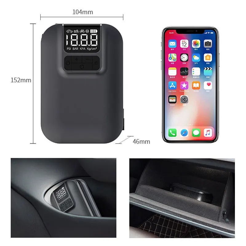 en Ucuz Dijital Lastik şişirme LED Elektrikli Kablosuz Araç Hava Pompası 12V 150PSI Taşınabilir Mini Hava Kompresörü Araba Motosiklet Için Topları