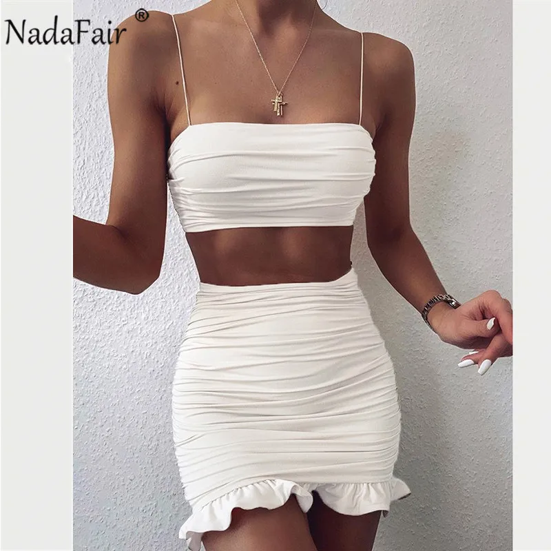 Женский комплект из двух предметов Nadafair белое короткое облегающее платье с