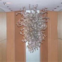 hand blown glass crystal chandelier white w70xh100cm led art pendant light indoor lustre hotel hallparlor decoration