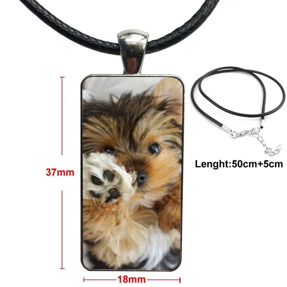 

Yorkshire Terrier Yorkie Dog Brand Steel Color Jewelry Fashion Statement Necklace Glass Necklaces Pendants For Unisex Party Gift