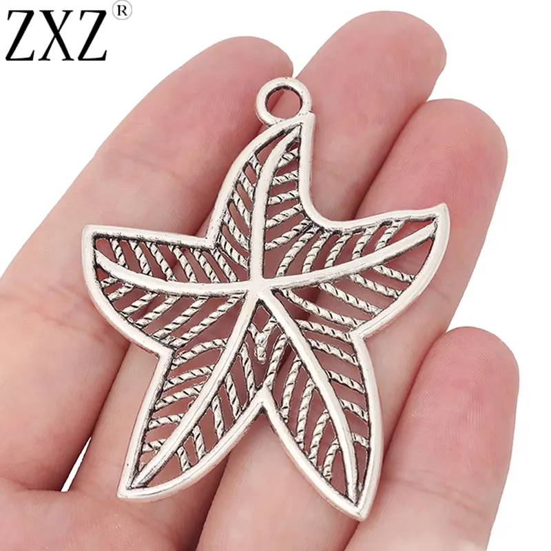 ZXZ 10 шт. тибетский серебряный Большой филигрань Морская звезда кулон Подвеска со