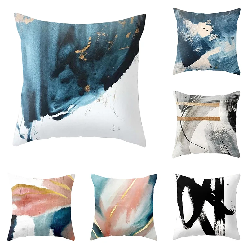 

Abstract Oil Painting Cushion Cover Nordic Style Polyester Pillow Cover Decorative Throw Pillows For Couch Christmas Pillow Case