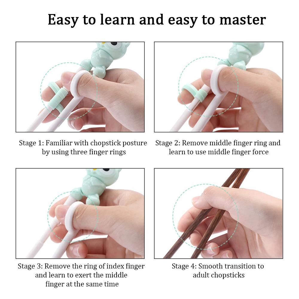

1Pair Chopsticks Baby Kid Cartoon Food Sticks Easy Use Fun Reusable Learning Training Helper Chopsticks Dinner Game Kitchen tool