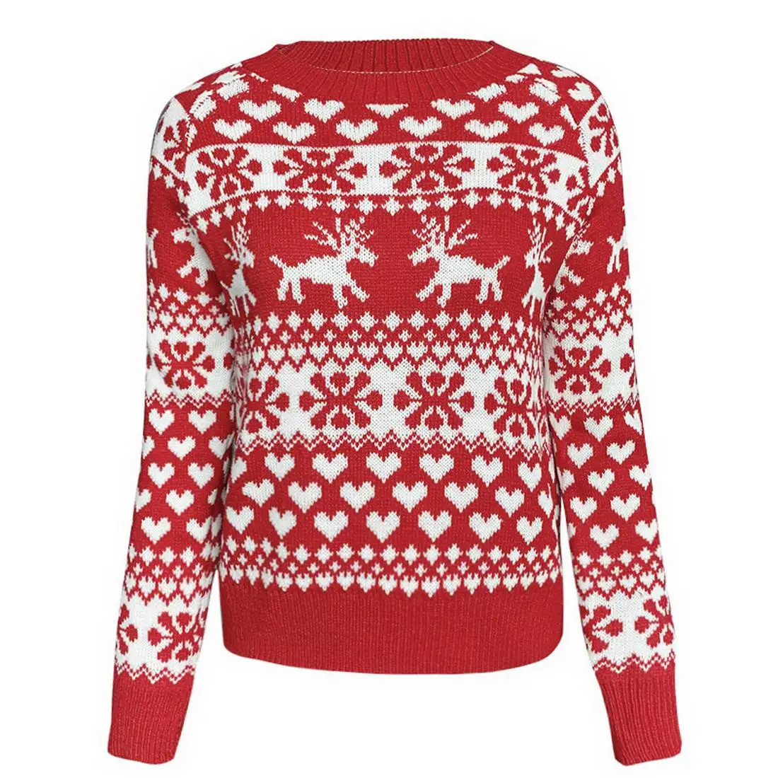 

Vintage Merry Christmas Sweaters Women Long Sleeve Autumn Winter Deer Print Knitted Female Pullover Chic Top Jumper