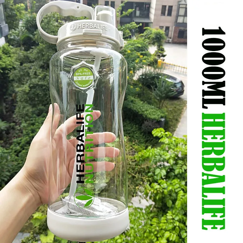 Бутылка для воды Herbalife пластиковая спорта походов фитнеса 1000/2000 мл без БФА серая