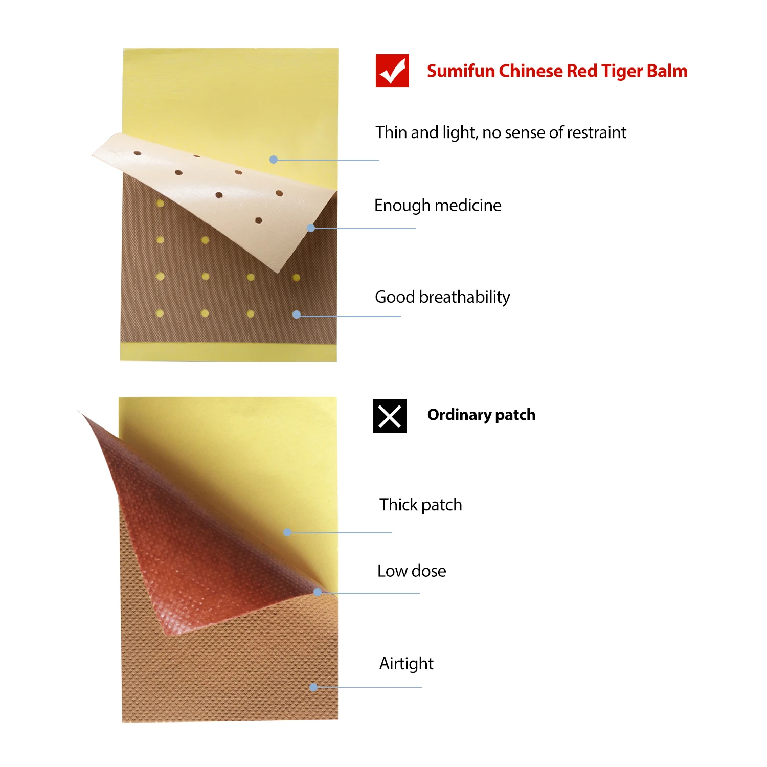 

16Pcs/2bags Knee Joint Back Muscle Pain Relieving Patch Medical Herbs Plaster Chinese Traditional Medical Red Tiger Balm Patch