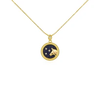 trendy elegant star zodiac sign 12 constellation necklaces black white round pendant gold chain necklace for women jewelry 2021
